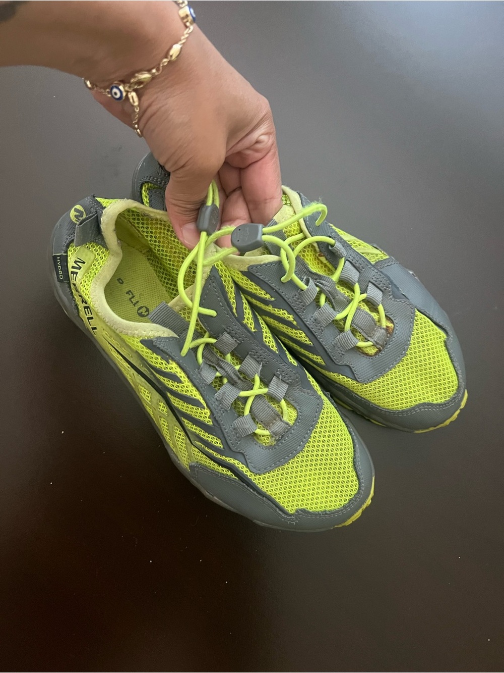 Merrell Kids Neon Lime and Gray Slip-On Athletic Sneakers